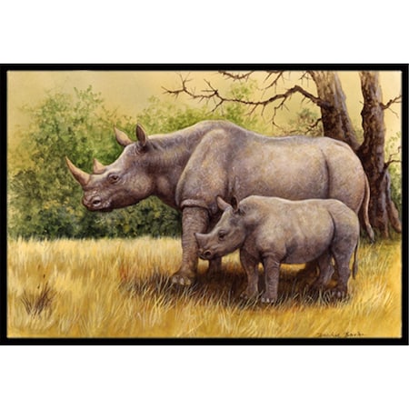 Carolines Treasures Rhinoceros by Daphne Baxter Indoor or Outdoor Mat, 24 x 36 CA78679